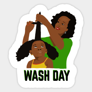 Wash Day Black Mom Styling Daughter Natural Hair Sticker